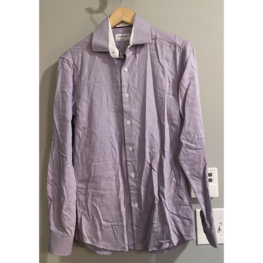 Duchamp London Shirt Checkered Knit‎ Button Up Long Sleeve Cotton Dress Small